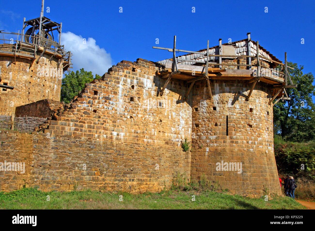 Guedelon Chateau under construction in 2019. Medieval castle is being built  using only techniques of middle ages, education resource Stock Photo - Alamy