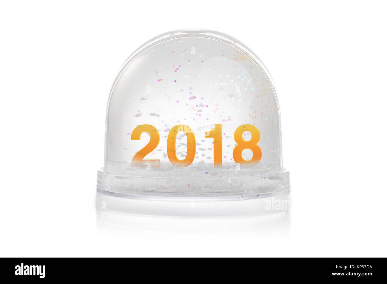 Paperweight with glitter isolated on white. Happy new year 2018 concept Stock Photo