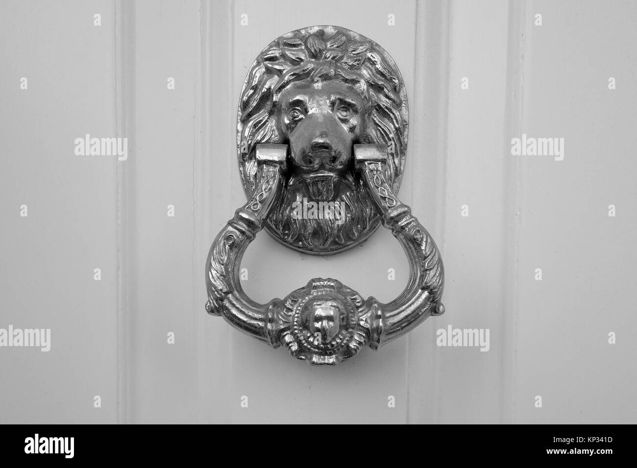 Brass Lion Door Knocker Bath Spa Town Stock Photo