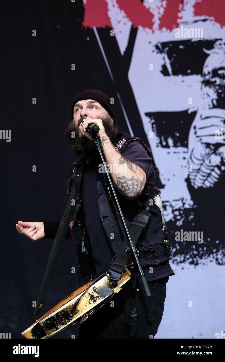 The American punk rock band Rancid performs a live concert at the Swiss music festival Greenfield Festival 2017 in Interlaken. Here vocalist and guitarist Tim Armstrong is seen live on stage. Switzerland, 09/06 2017. Stock Photo