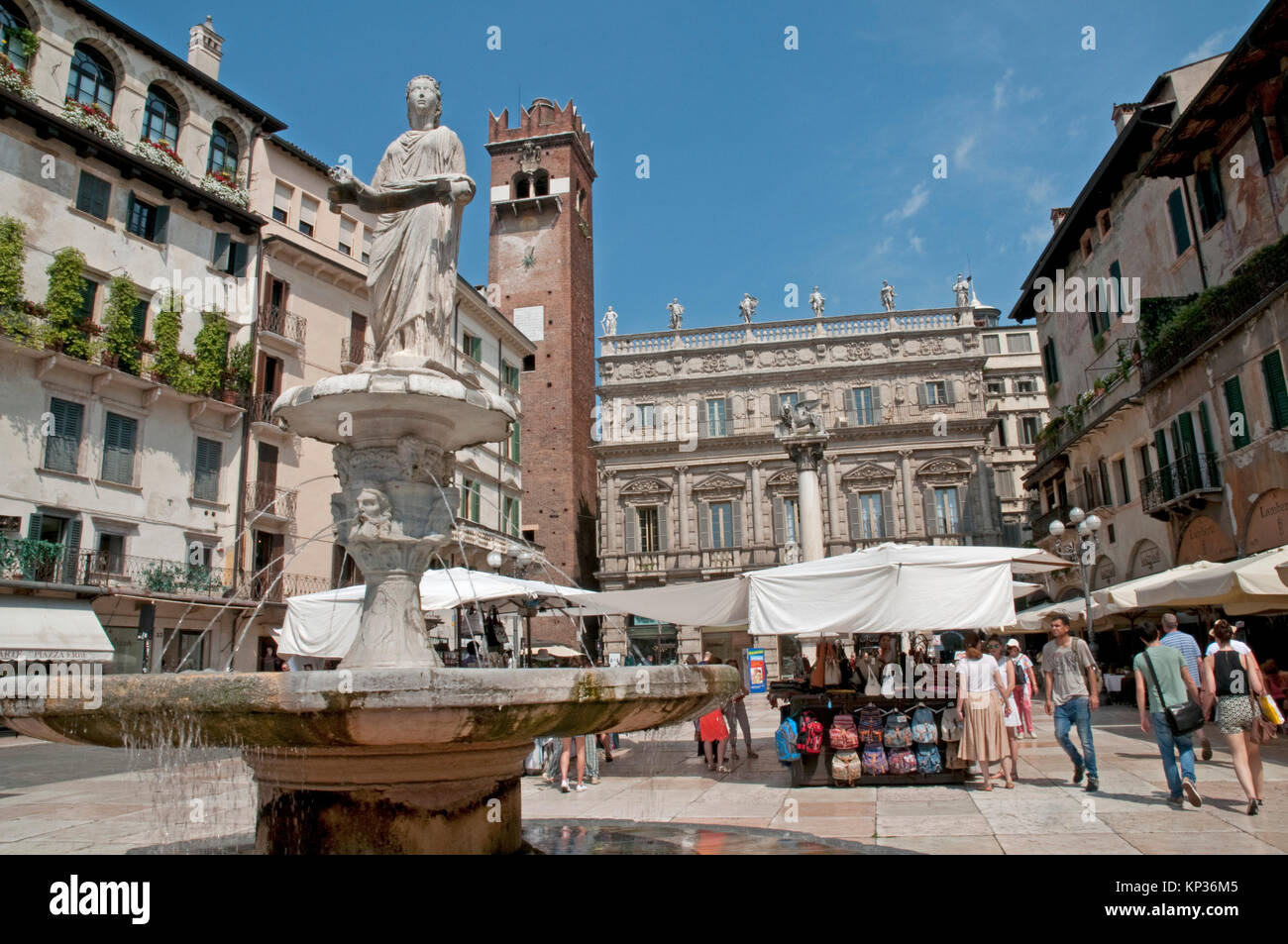 Piazza delle Erbe in Verona city centre Stock Photo Alamy