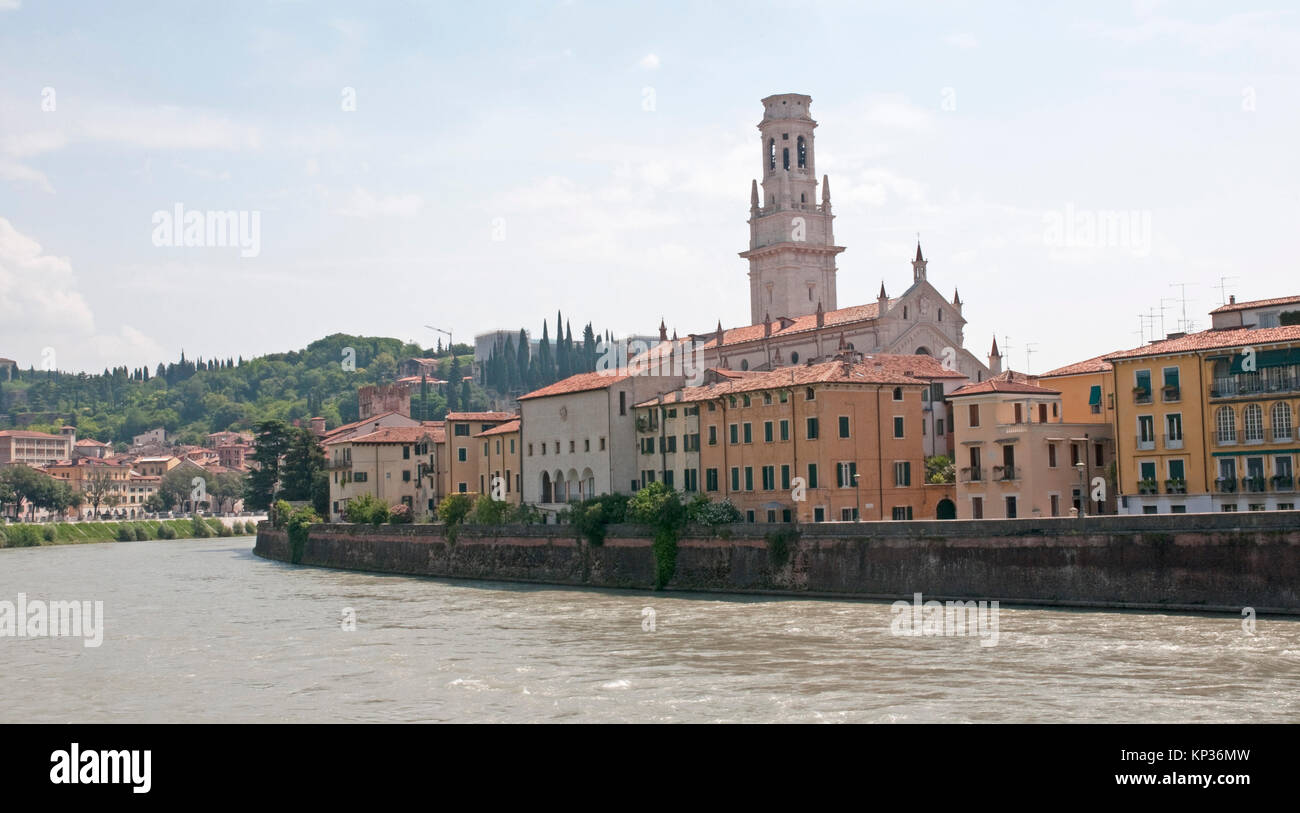 The Adige River flowing through the old city of Verona Stock Photo - Alamy