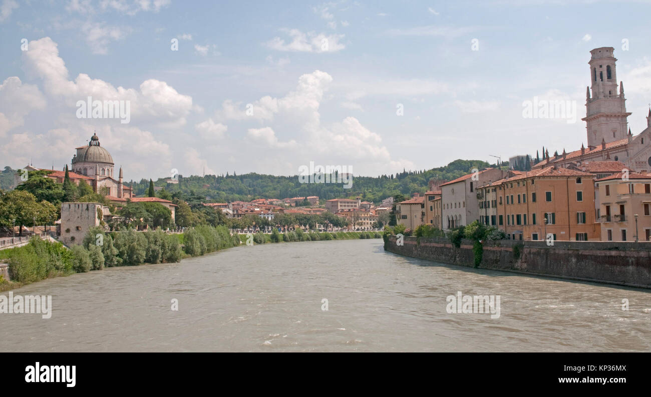 The Adige River flowing through the old city of Verona Stock Photo - Alamy
