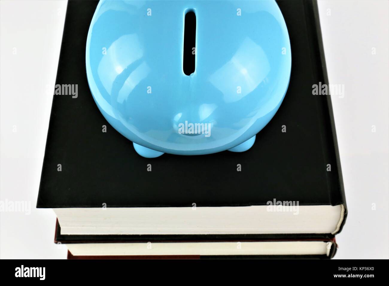An concept image of a piggy with books Stock Photo
