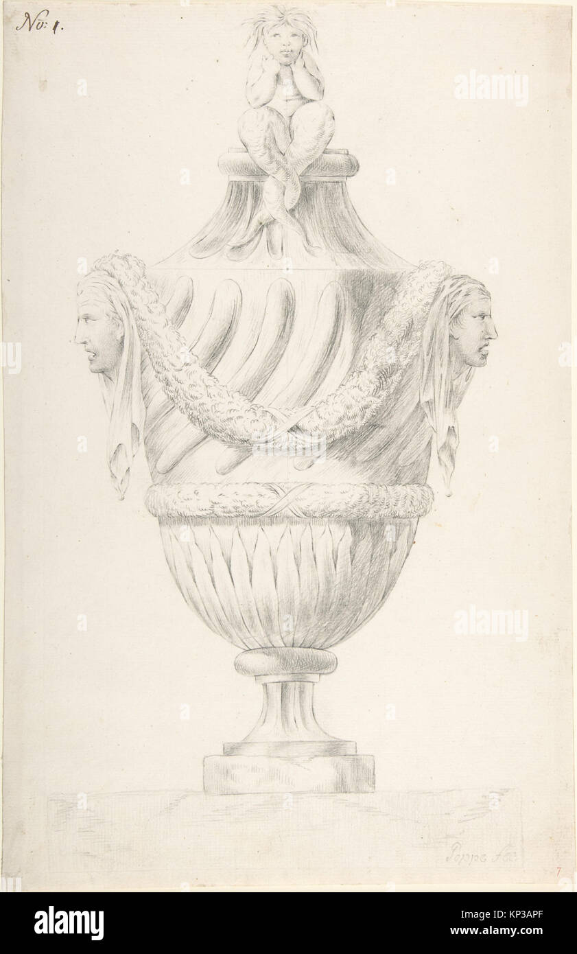 Design for a 17th-century European urn featuring ornamental patterns ...