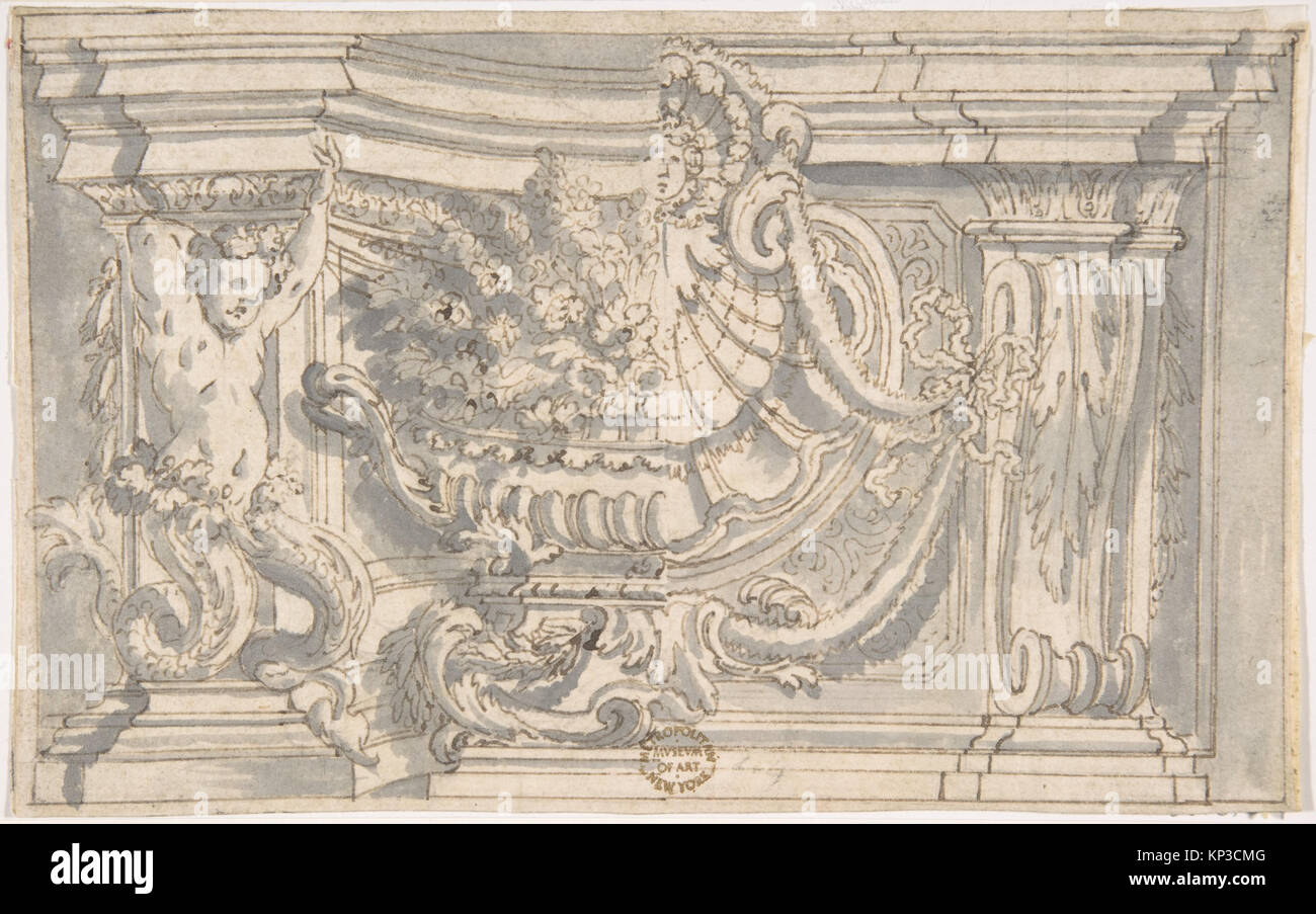 Drawing Showing Two Alternate Designs for an Ornamental Niche or Panel