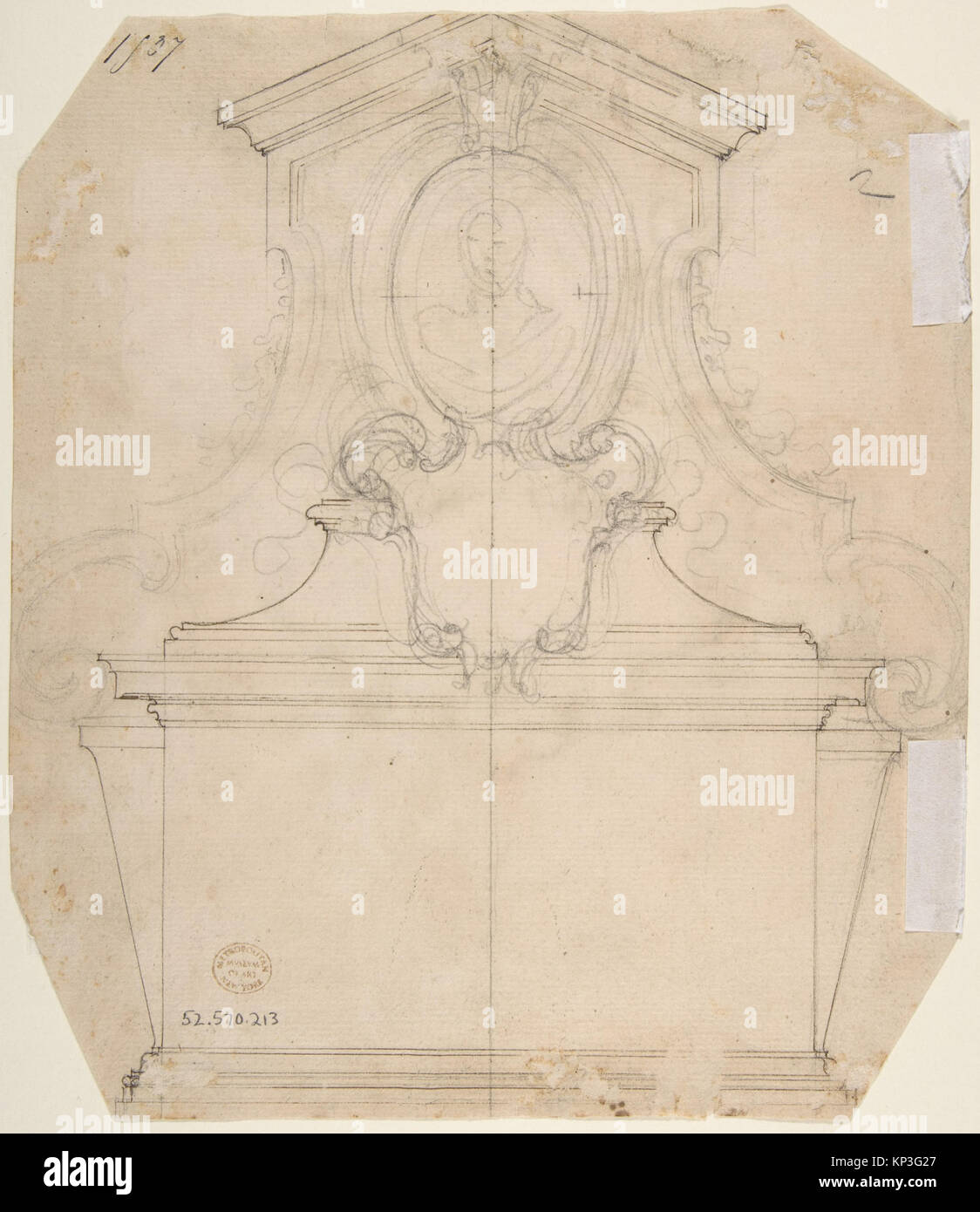 Design for a Tomb of Epitaph (recto); An Unfinished Variation of a Tomb ...