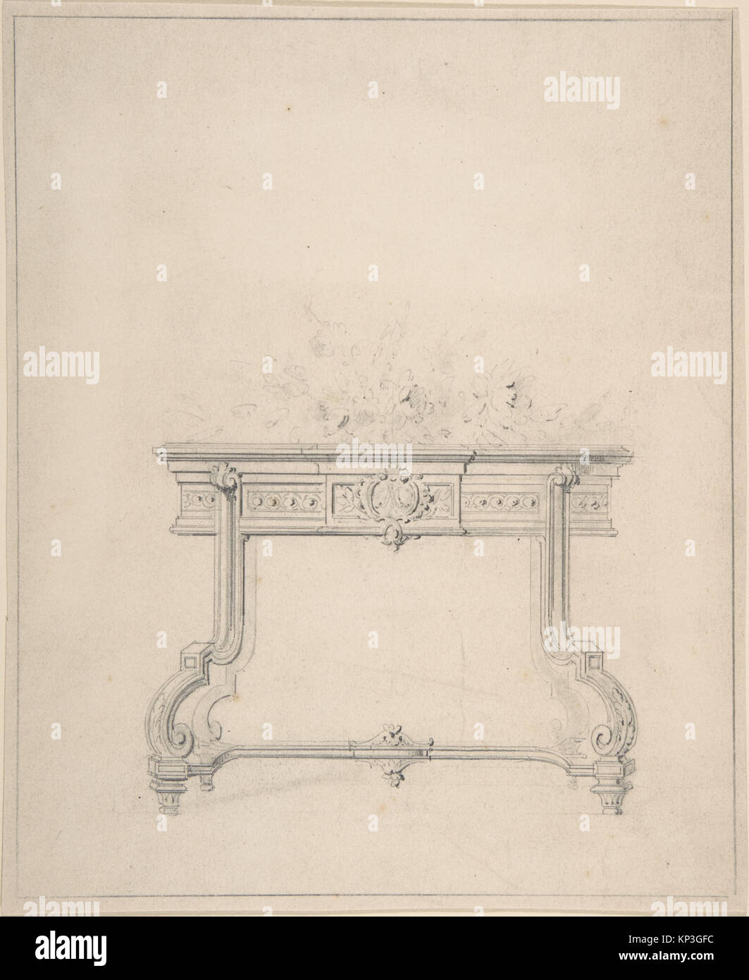 Illustration depicting a console table design, emphasizing its ...