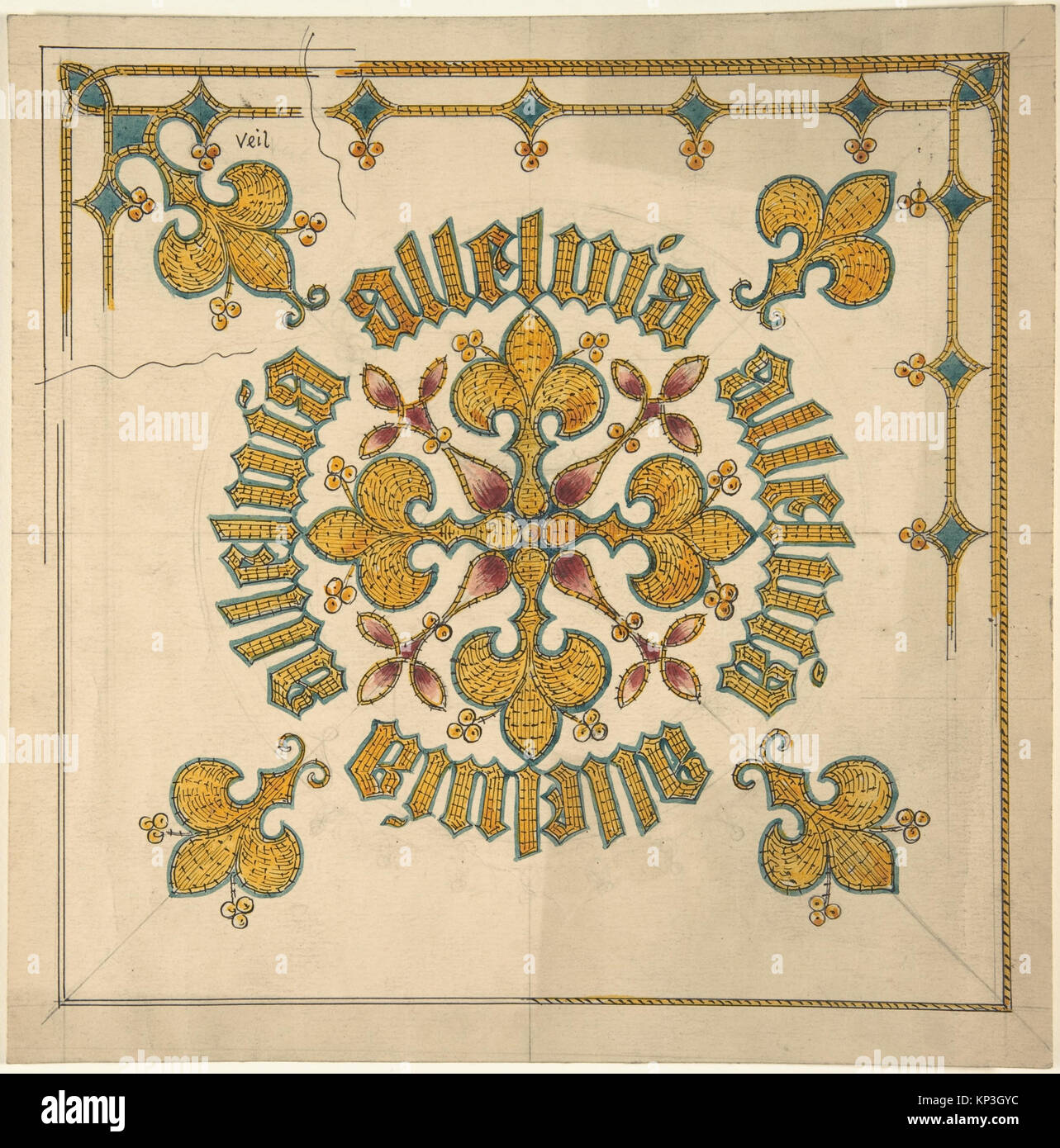 A design for an ecclesiastical veil showing detailed decorative ...