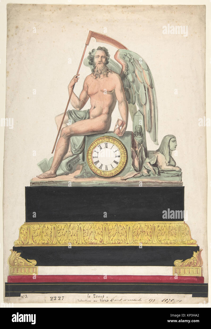 This illustration depicts a historical clock design, showcasing ...