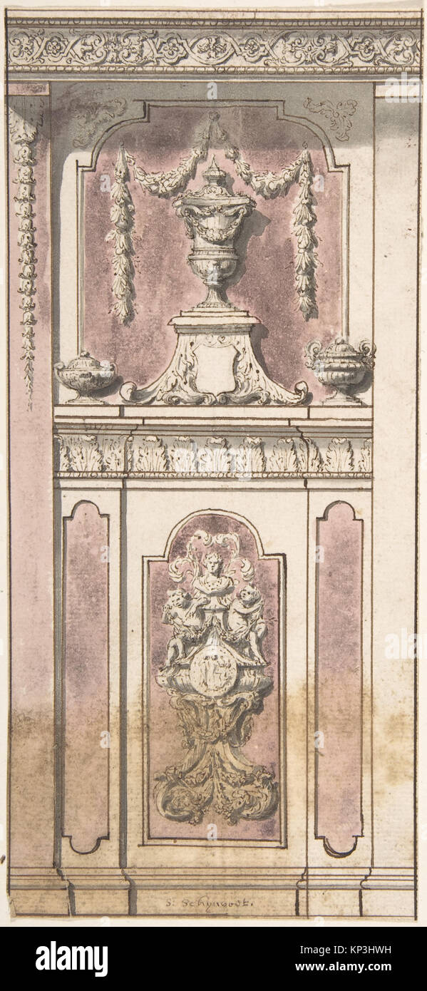 Design for a wall elevation by Simon Schijnvoet, Dutch, showing late ...