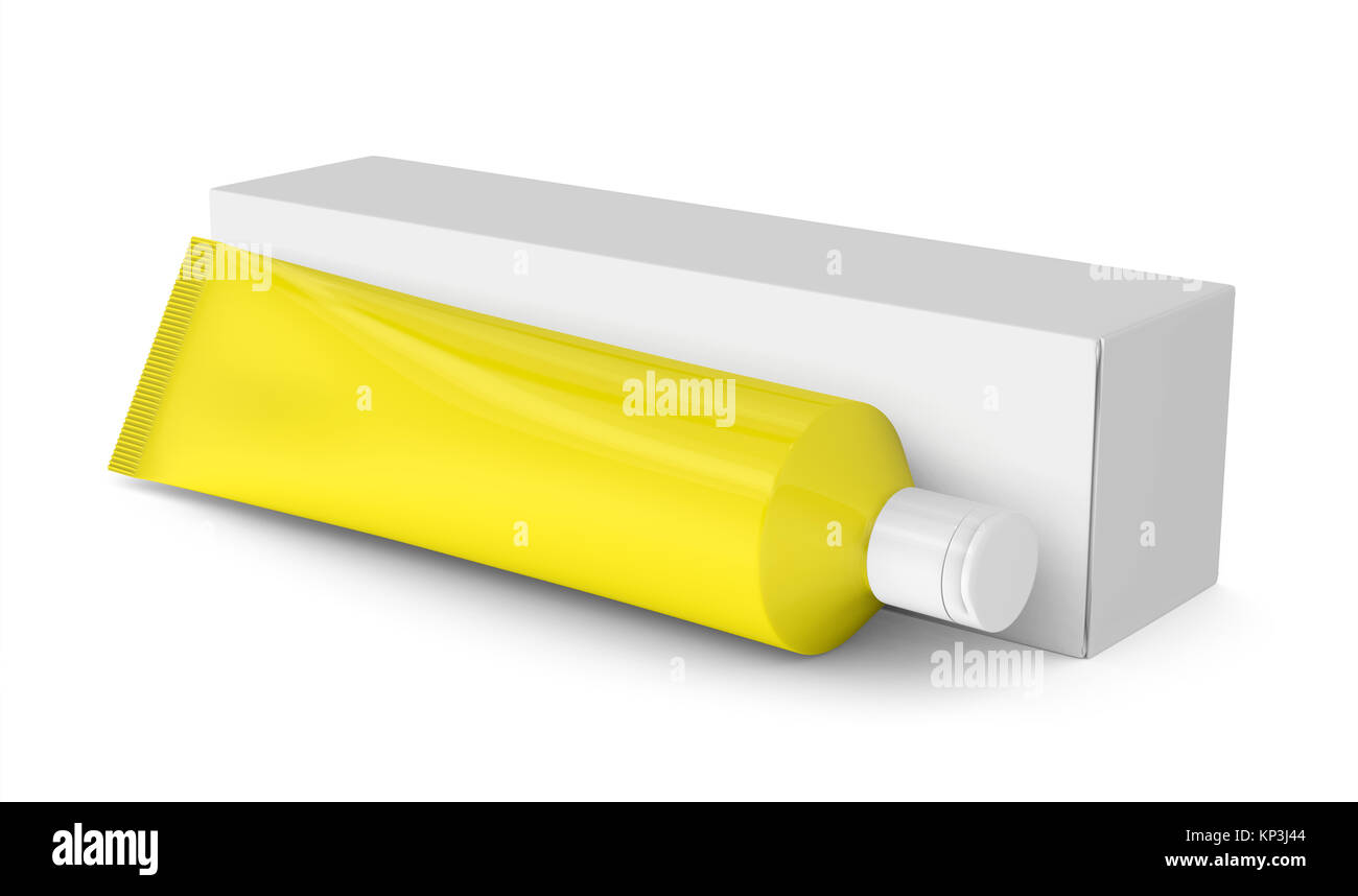 Toothpaste blank mockup, 3d render package design, tube with paper box ...