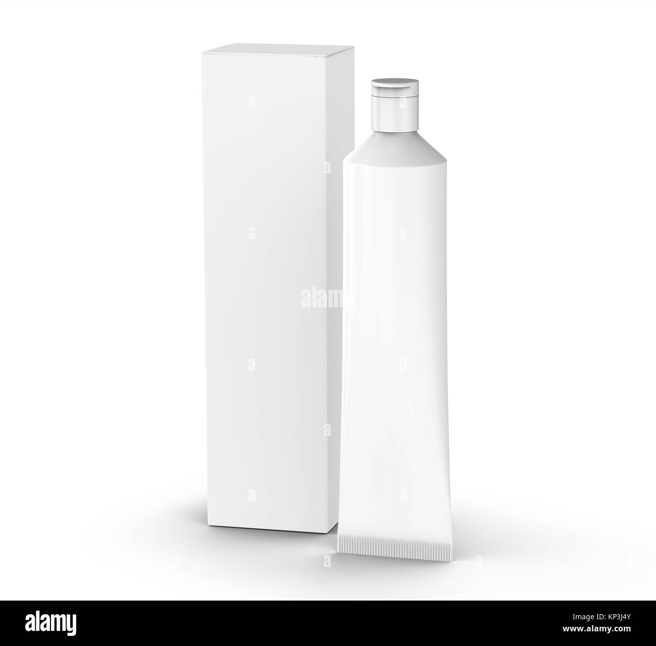 Toothpaste blank mockup, 3d render package design, tube with paper box ...