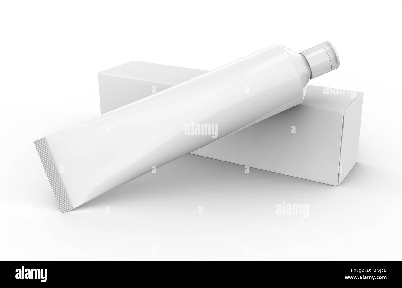Toothpaste blank mockup, 3d render package design, tube with paper box ...