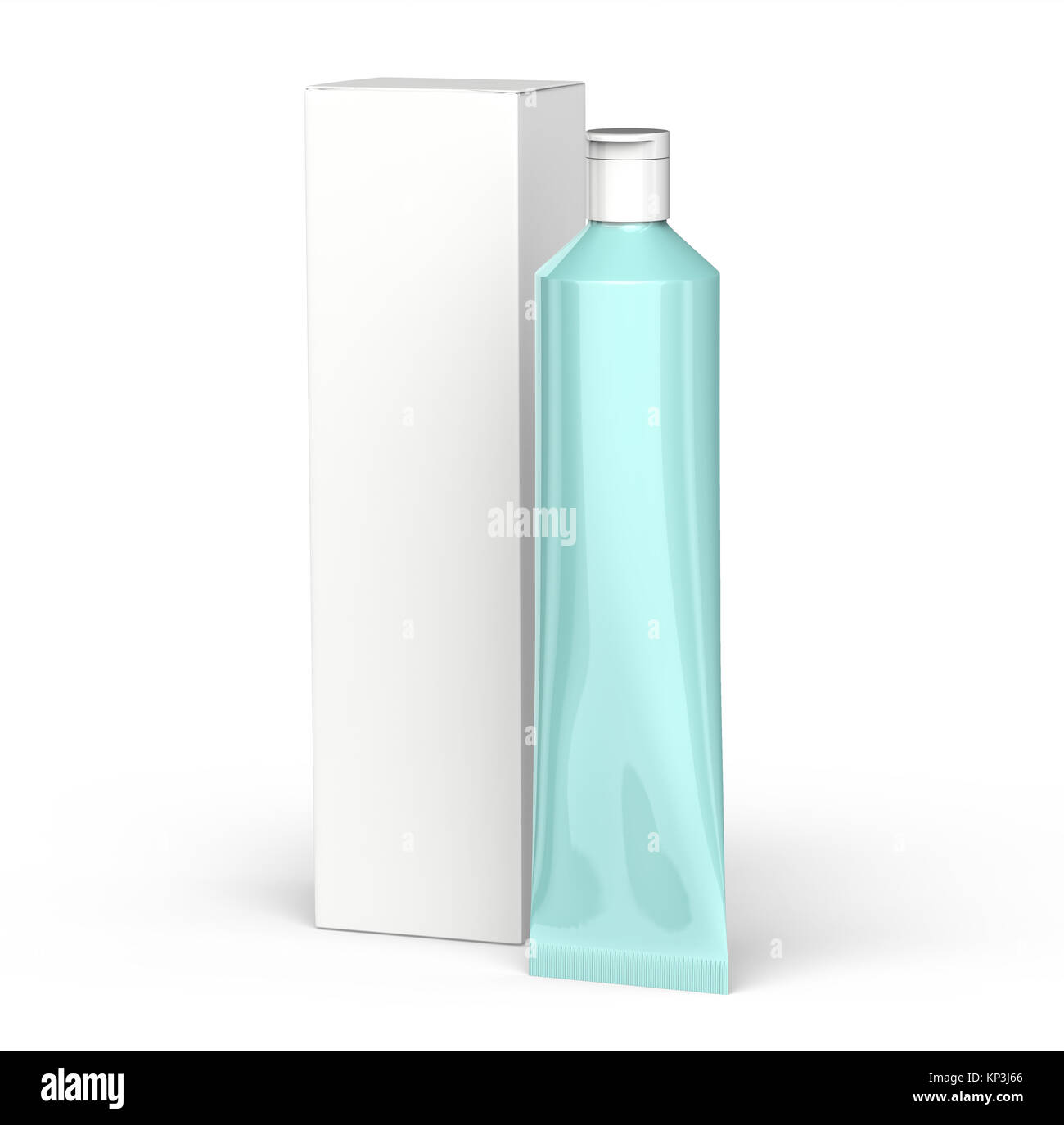 Toothpaste package mockup, blank paper box with tube in turquoise, 3d ...