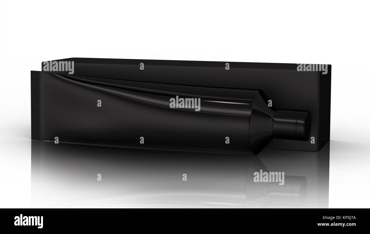 Toothpaste package mockup, blank black tube and paper box isolated, 3d ...