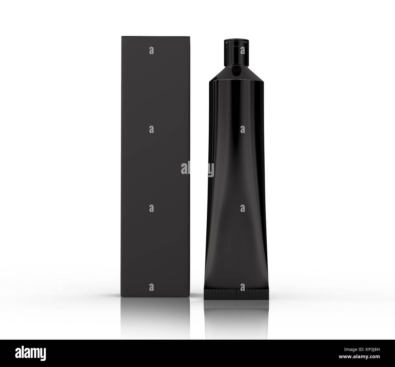 Toothpaste package mockup, blank black tube and paper box isolated, 3d ...