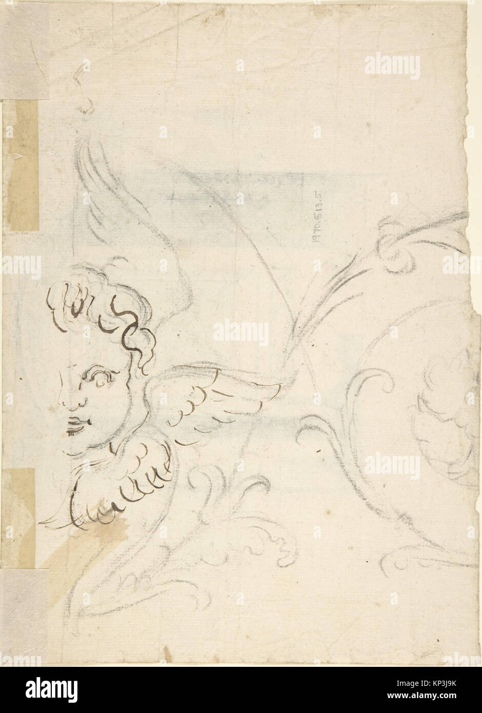 A 17th-century Italian pen and ink design showing a chapel or niche on ...