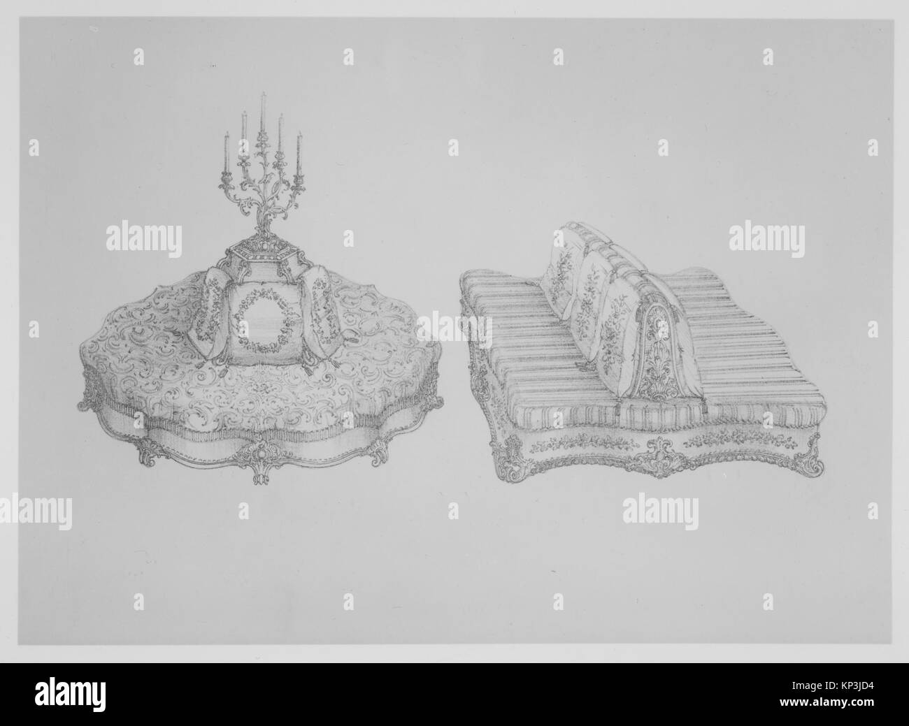 Furniture arrangement featuring candelabra and interior decorative ...
