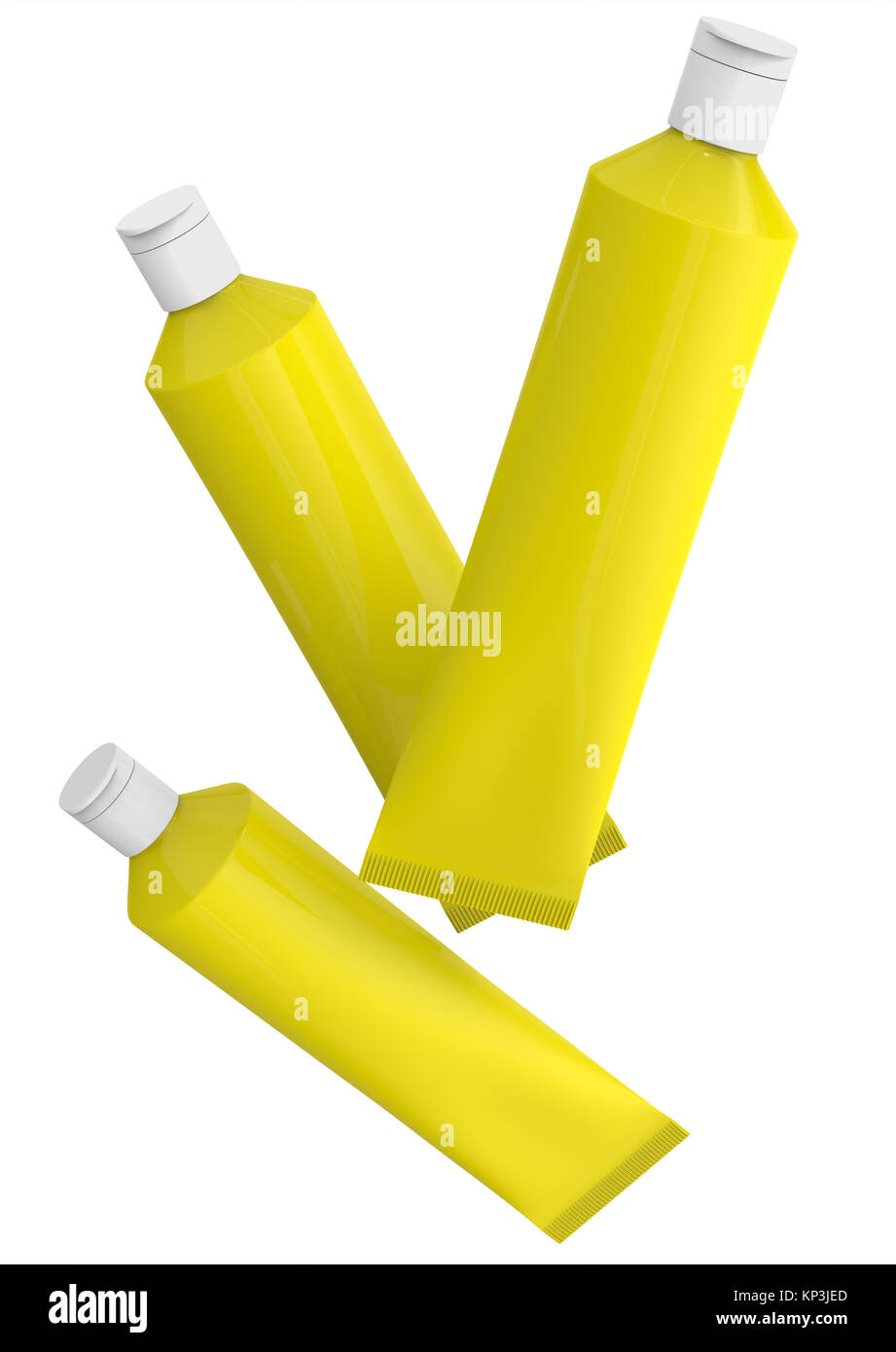 Toothpaste package mockup, blank yellow tubes floating in the air in 3d render Stock Photo Alamy