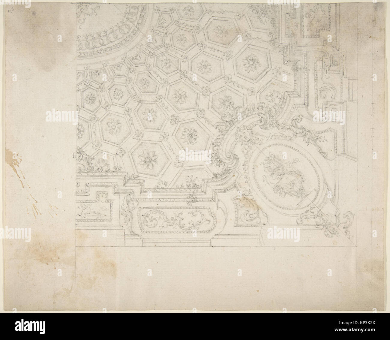 Architectural drawing of a ceiling design showing geometric patterns ...