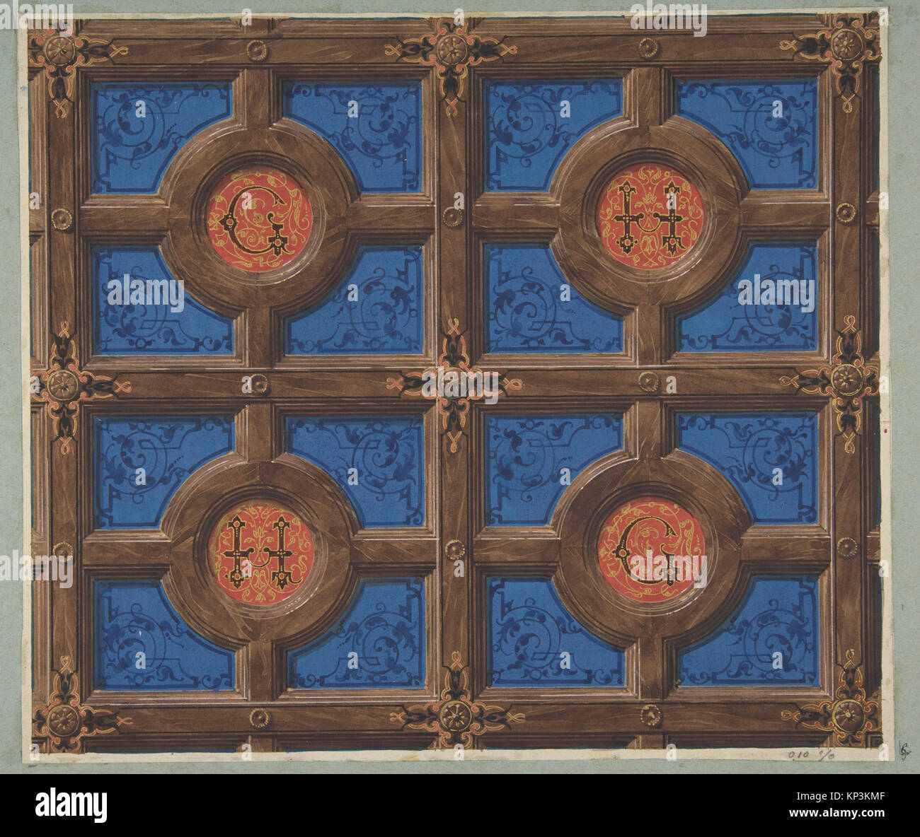 Design For The Painted Decoration Of A Coffered Ceiling