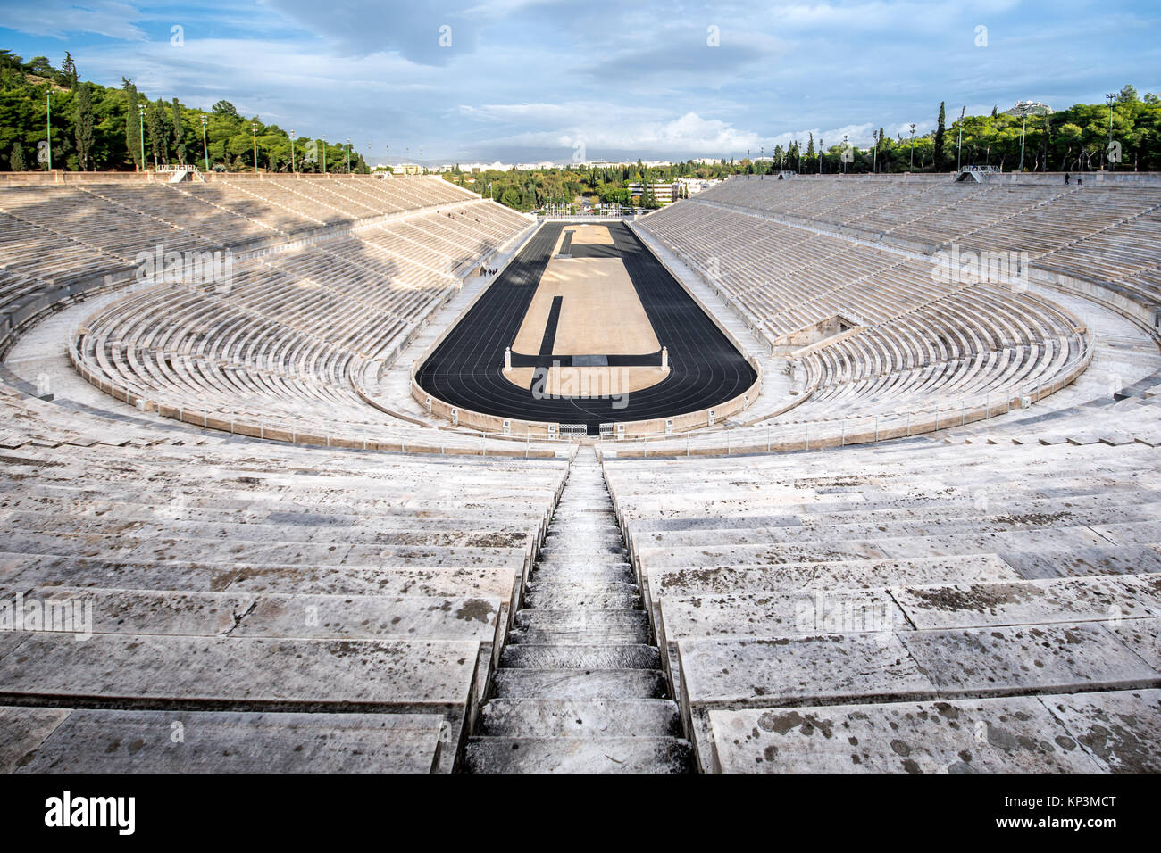 Panathenaic stadium in Athens, Greece (hosted the first modern Olympic Games in 1896), also known as Kalimarmaro which means good marble stone. Stock Photo