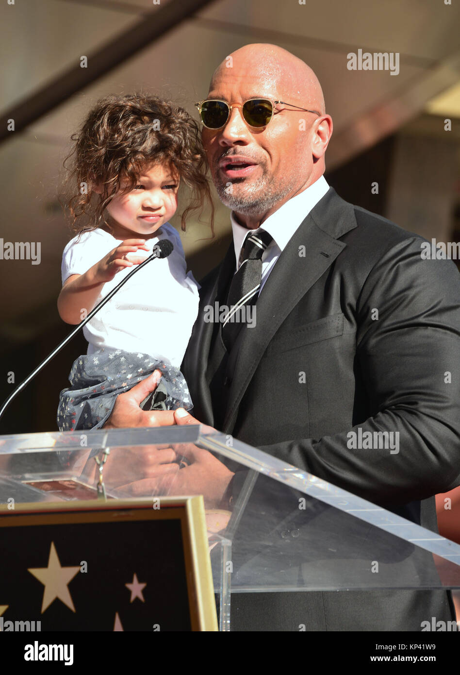 Los Angeles, USA. 13th Dec, 2017. Dwayne Johnson 17 star, and daughter