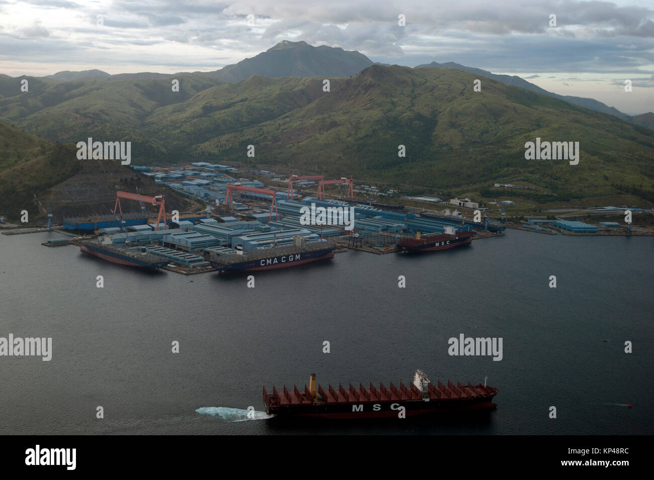 Aerial view of Korean shipyard, Subic, Zambales, Philippines, South East Asia Stock Photo