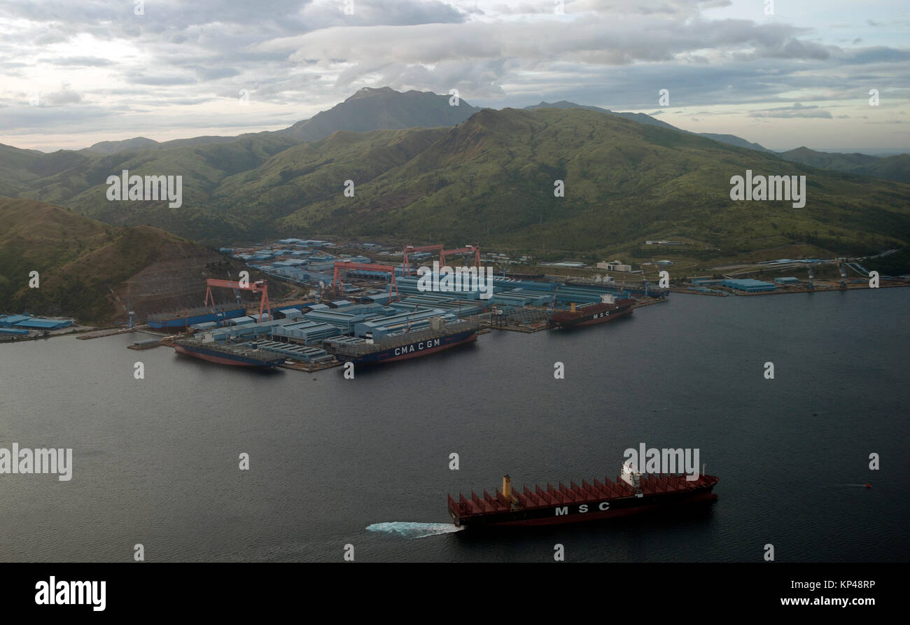 Aerial view of Korean shipyard, Subic, Zambales, Philippines, South East Asia Stock Photo