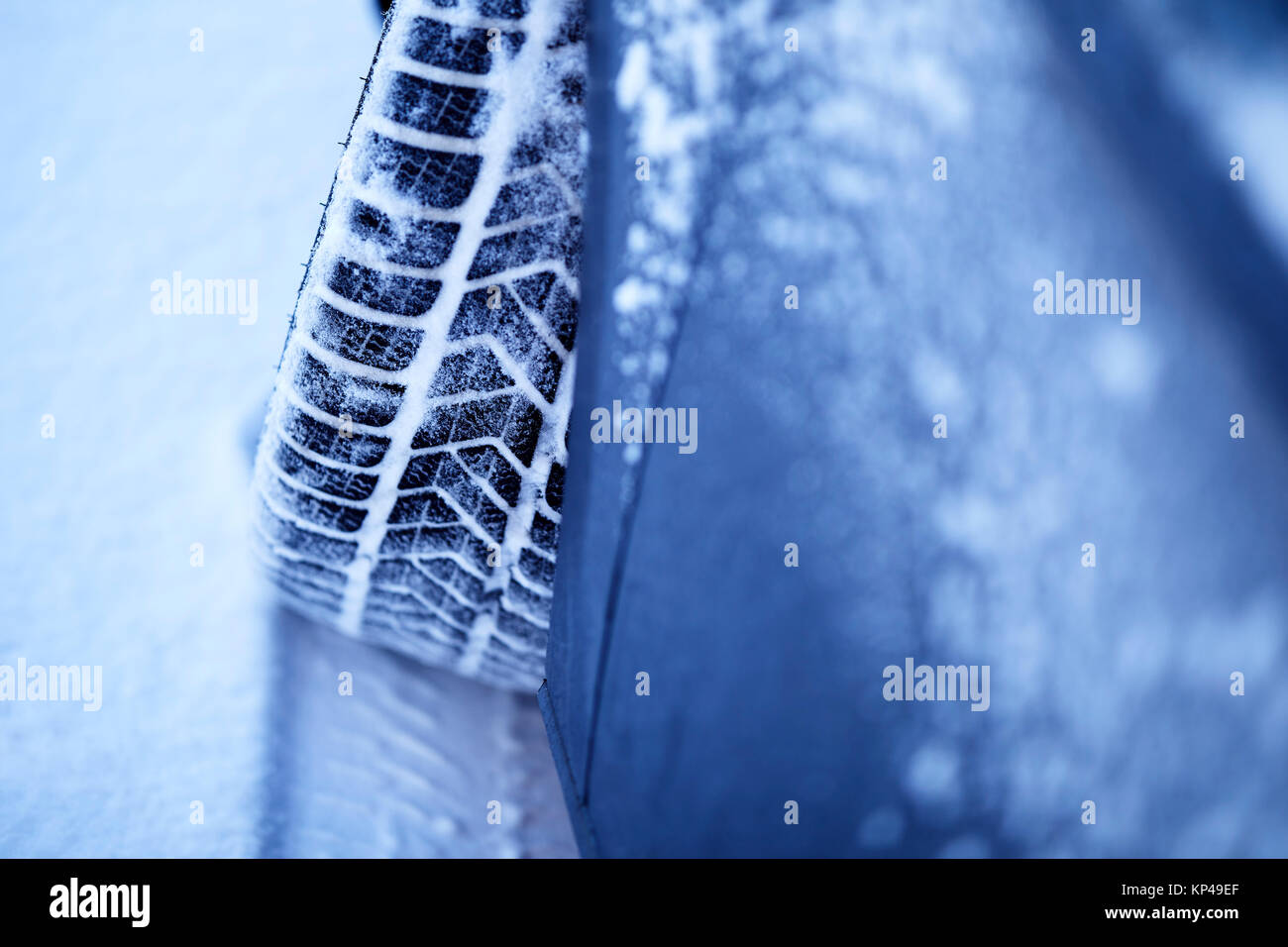 Winter Tyres fitted in Snow Conditions Stock Photo