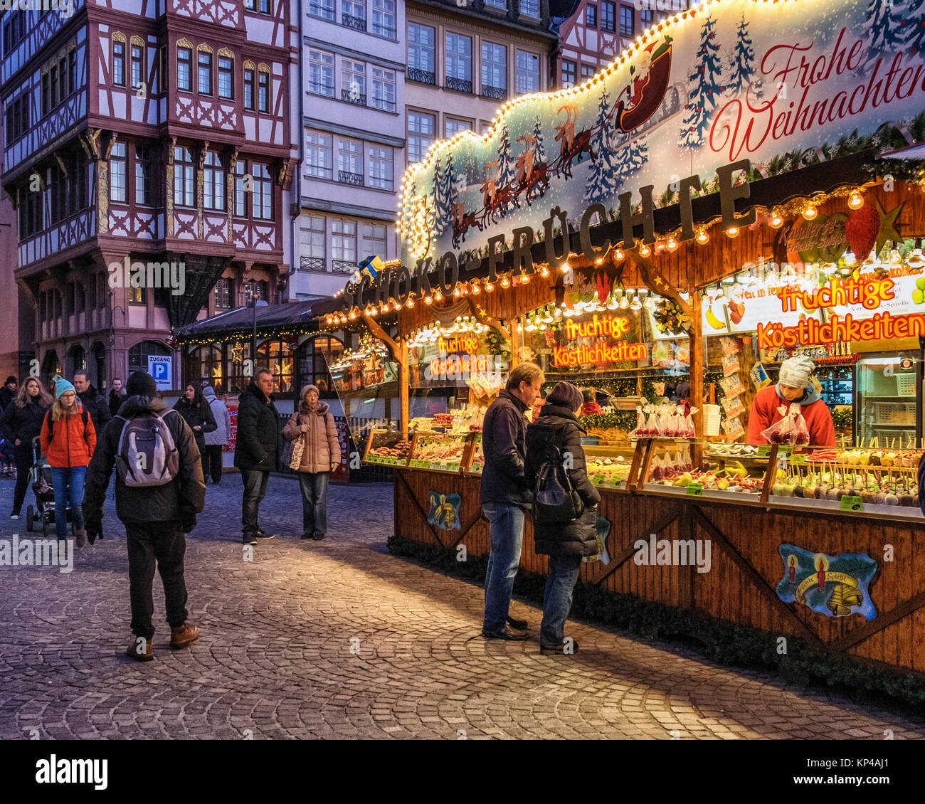 Frankfurt,Germany. Traditional German Market stalls on Römerberg with