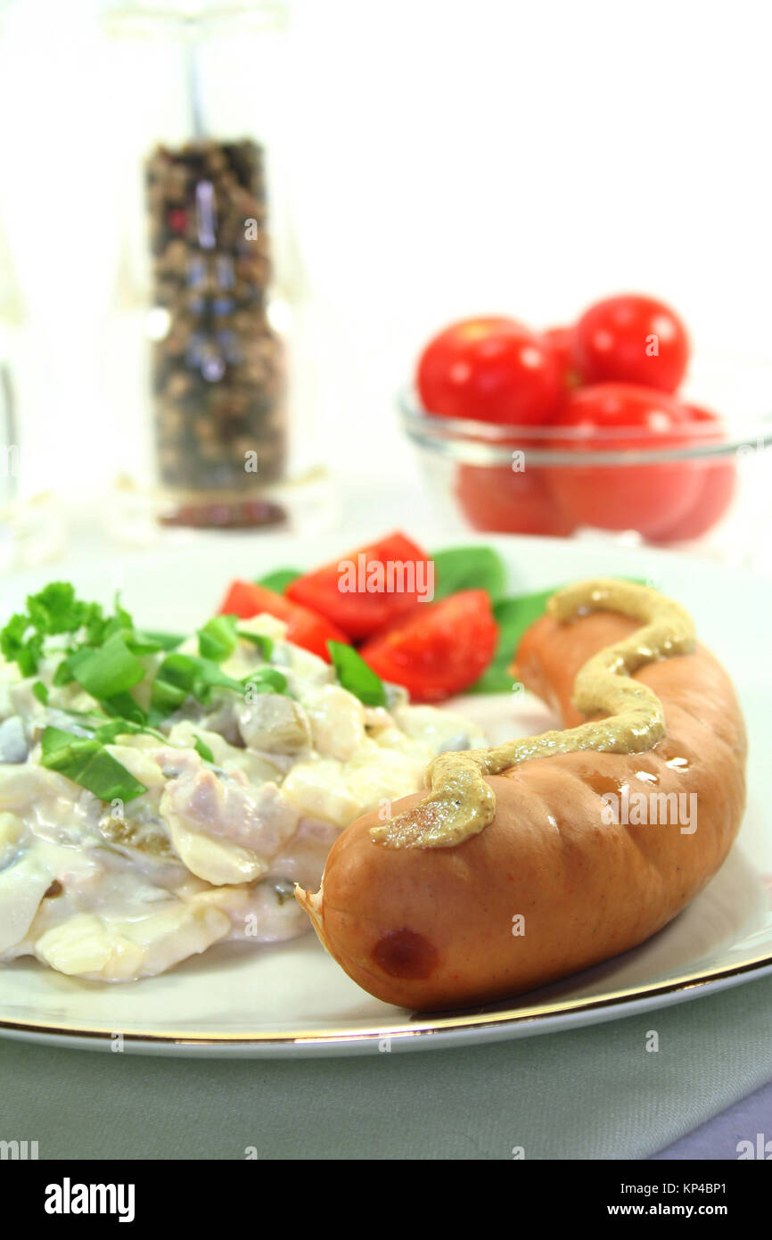 Sausage and potato salad with fresh herbs Stock Photo Alamy