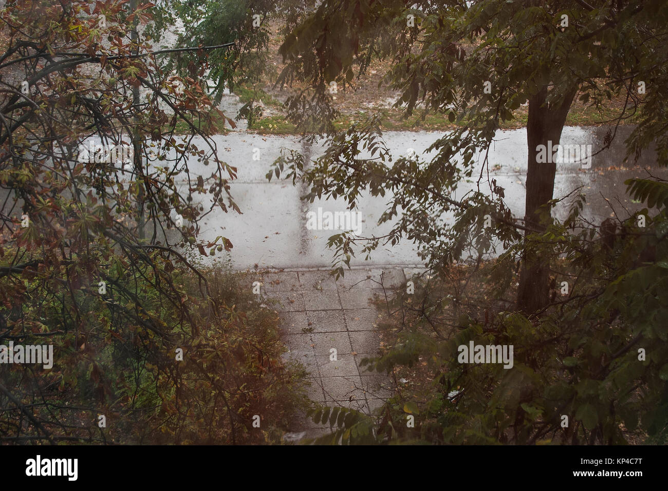 Rainy city view from window hi-res stock photography and images - Alamy