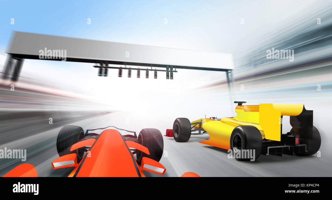 Brandless Racing Cars Race Track Illustration Stock Photo by