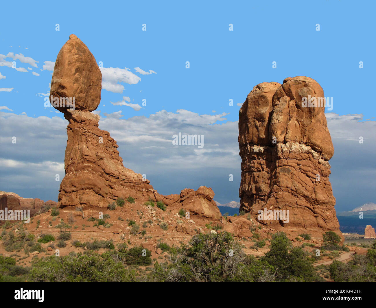Colored Rocks Landmark Balanced Rock, Arches National Park, Large Rock, Narrow Pedestral ...