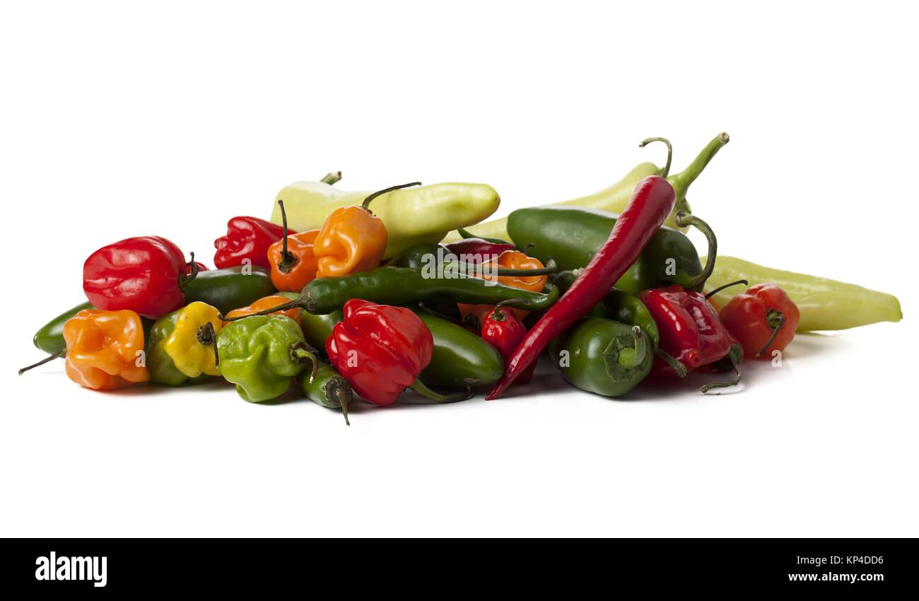 bunch of hot peppers Stock Photo