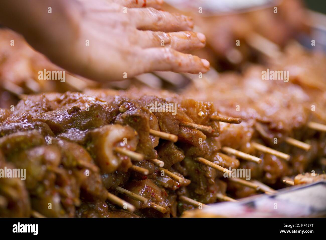 close up shot of marinated kebab Stock Photo Alamy