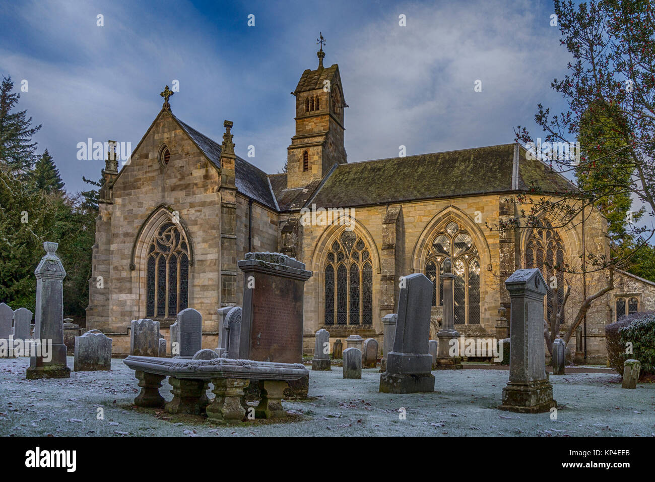 The historic Kirk of Calder, in the conservation village of Mid Calder, West Lothian, Scotland, dates from 1541 Stock Photo