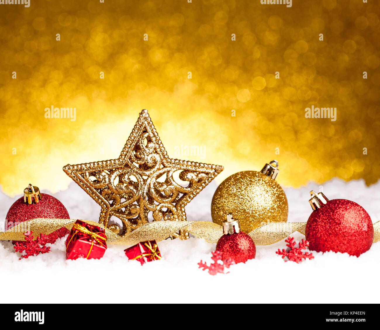 Golden christmas fir star decoration on glitter background Stock Photo ...
