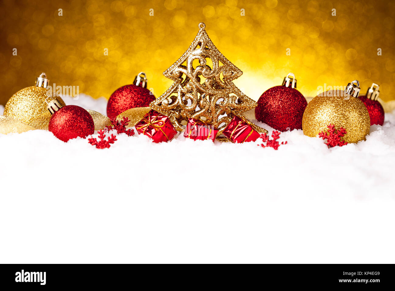 Golden christmas fir tree decoration on glitter background Stock Photo ...