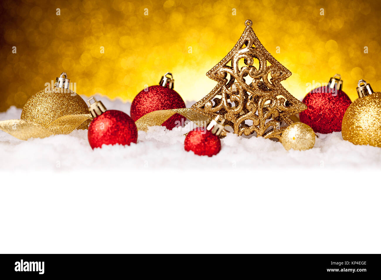 Golden christmas fir tree decoration on glitter background Stock Photo ...