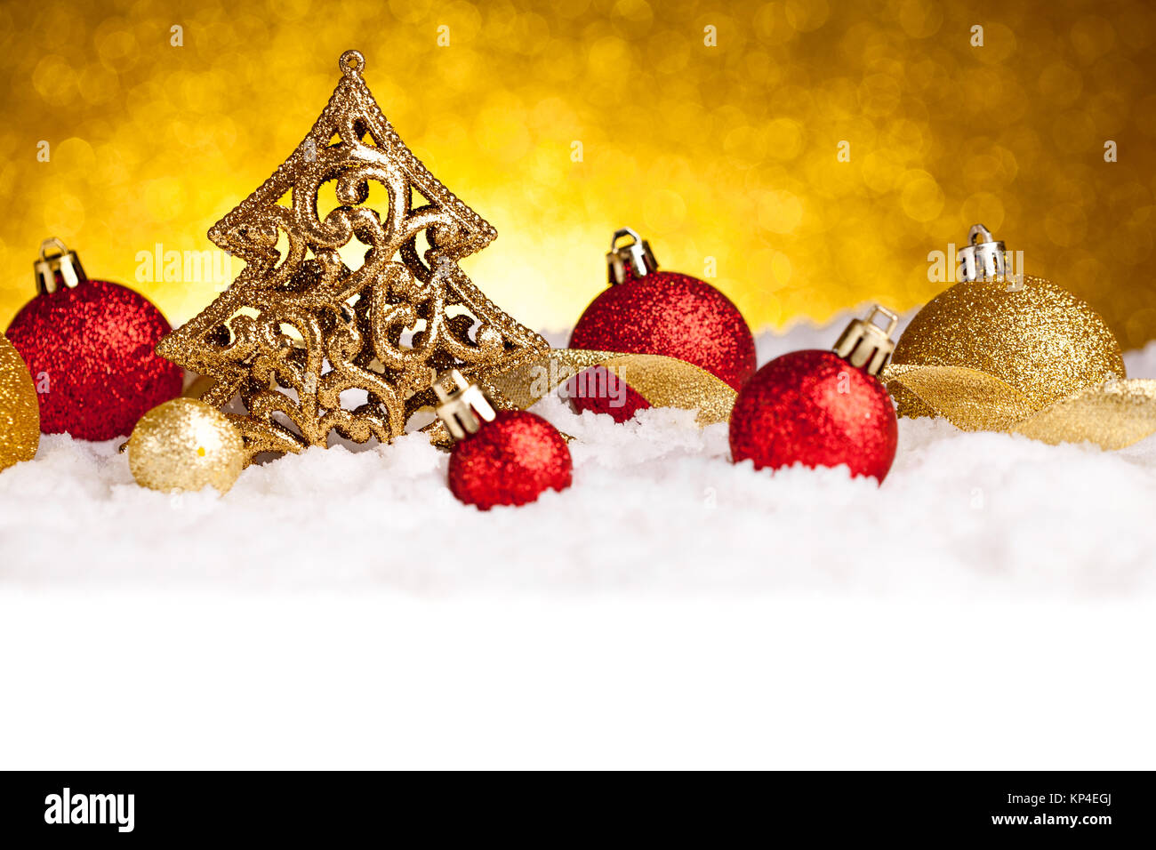 Golden christmas fir tree decoration on glitter background Stock Photo ...