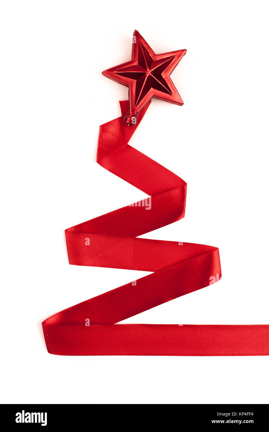 Ribbon christmas tree isolated on white background Stock Photo - Alamy