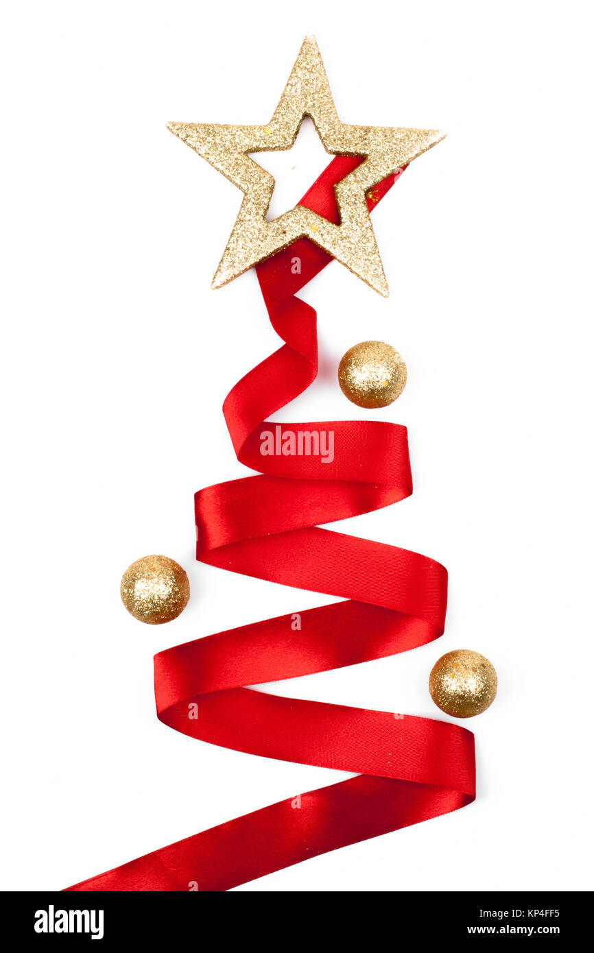 Ribbon christmas tree isolated on white background Stock Photo - Alamy