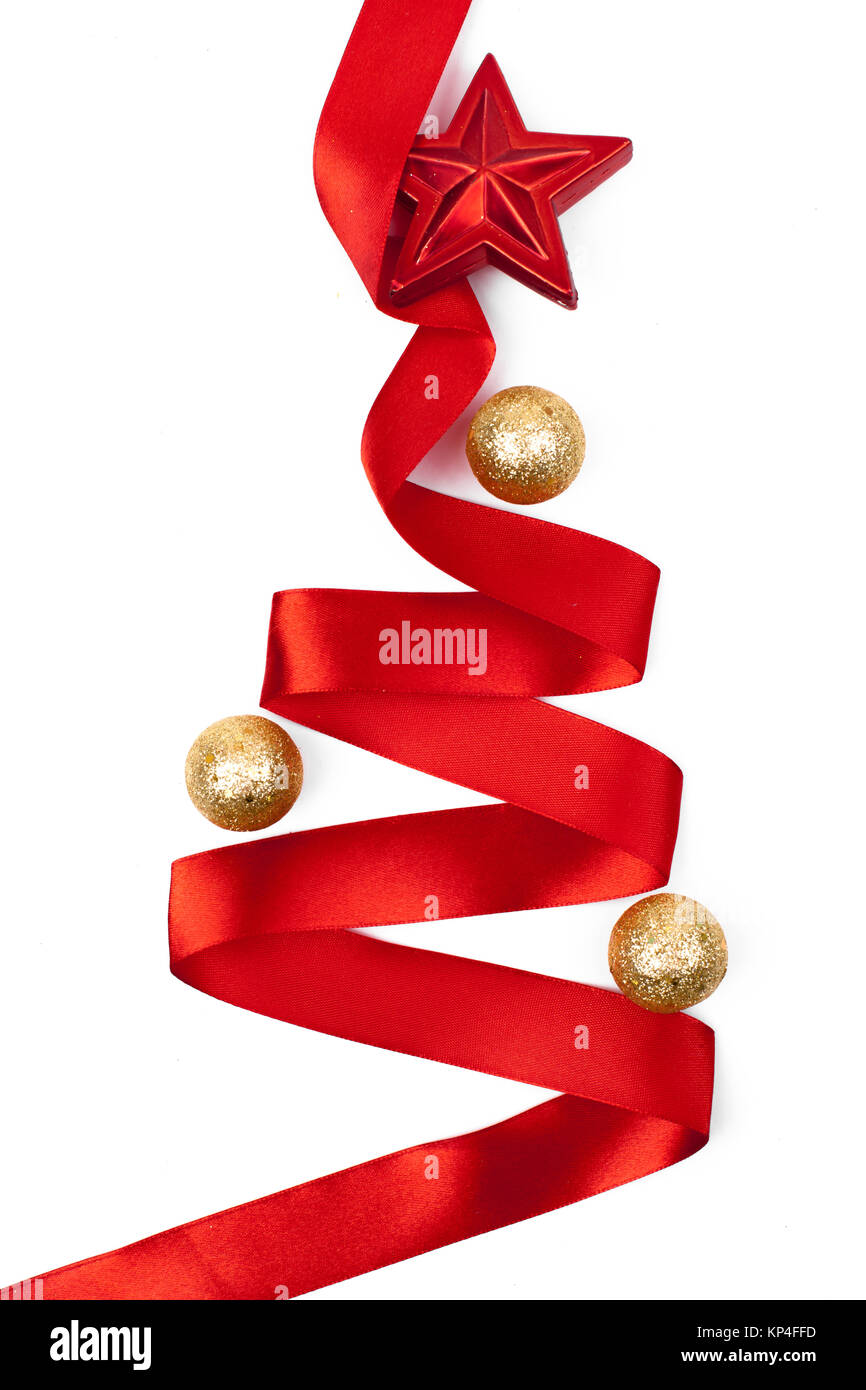 Ribbon christmas tree isolated on white background Stock Photo - Alamy