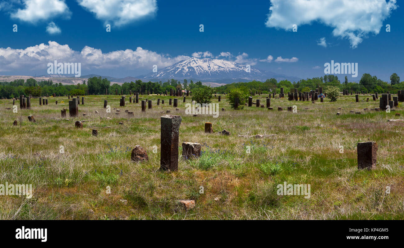 Ancient cemetery in Ahlat, Turkey Stock Photo