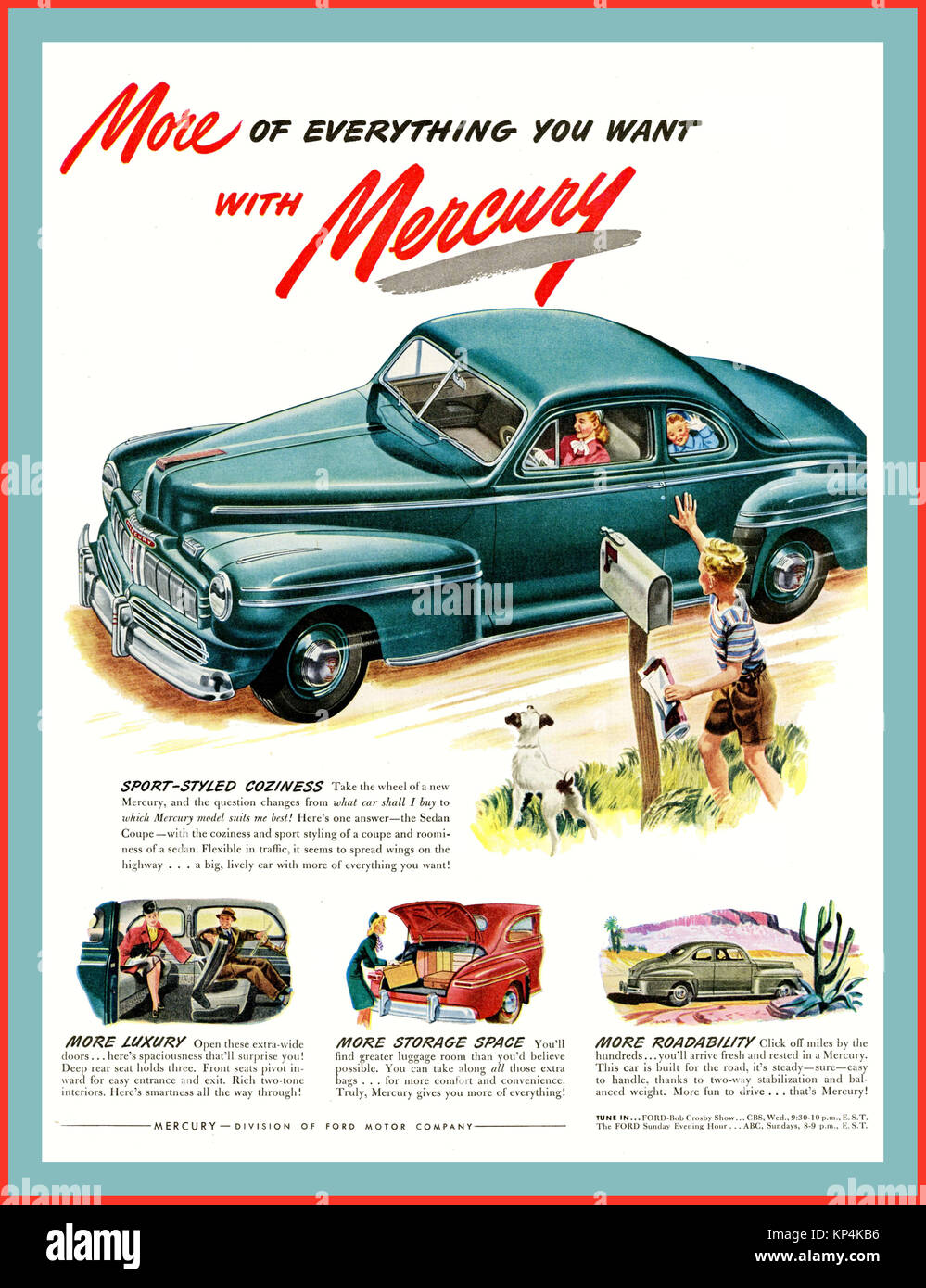 1940's American Car Vintage Americana 1946 Mercury Eight Coupe car automobile Stock Photo