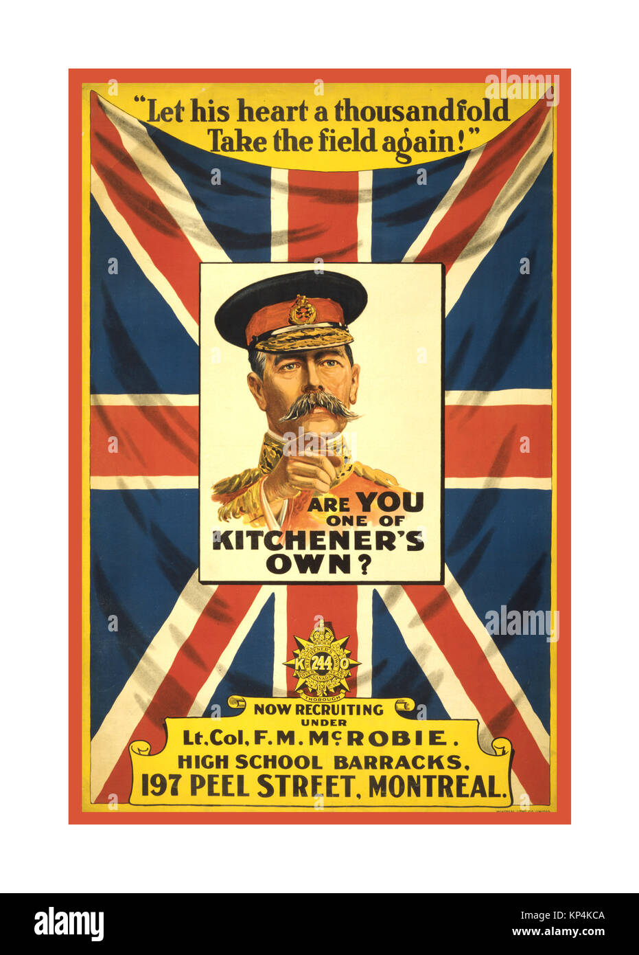 1900's Vintage WW1 propaganda army recruitment poster 'are you one of Kitcheners own'? Montreal Canada Stock Photo