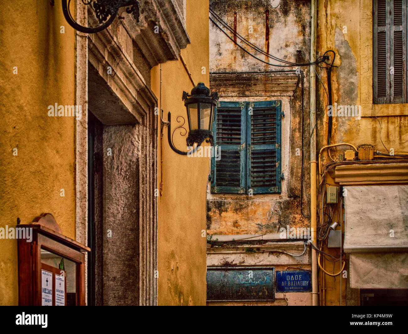 Streets of Corfu (Kerkira) town, Greece Stock Photo